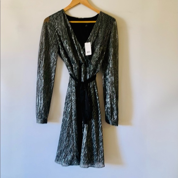 Banana Republic Metallic Faux Wrap Dress -NWT - Picture 3 of 11